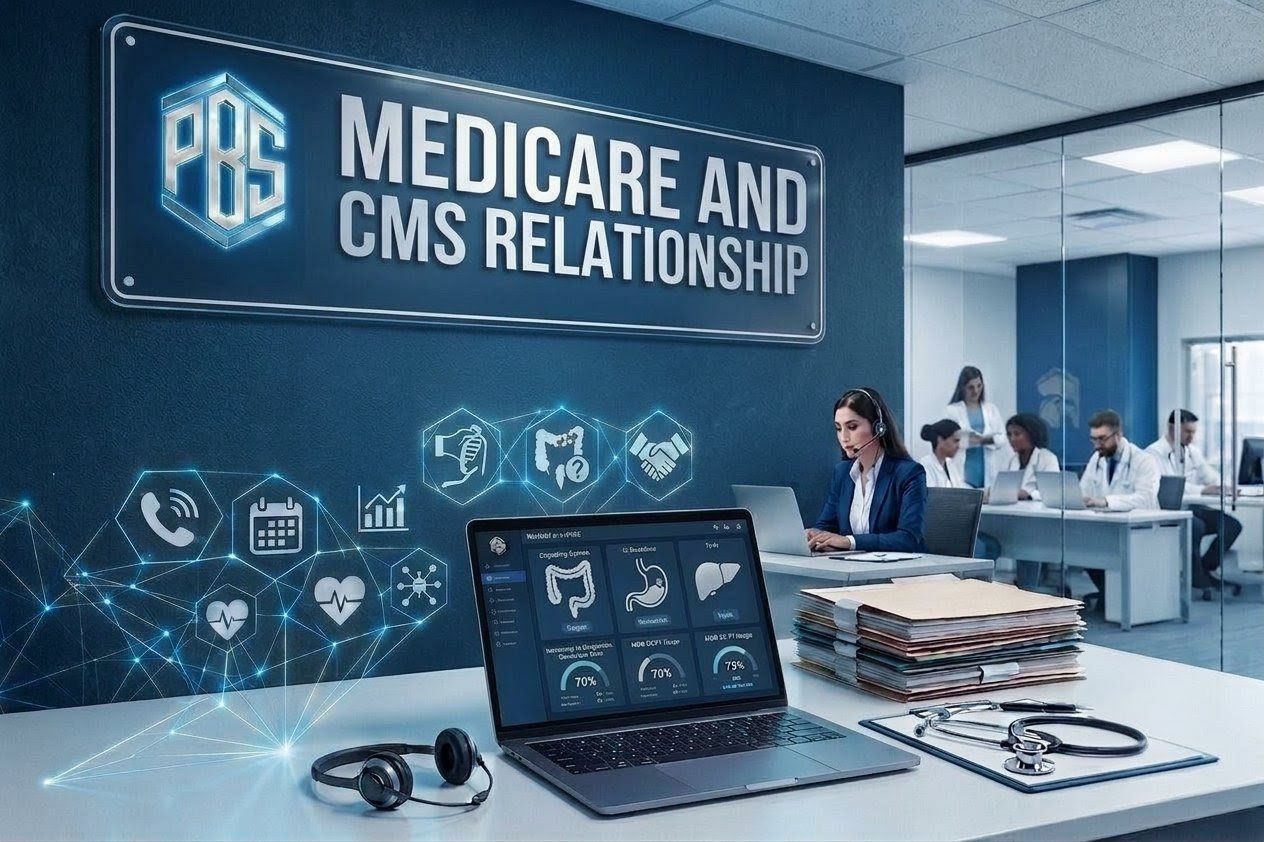 Healthcare professional researching Medicare billing guidelines and NCDs on CMS.gov.