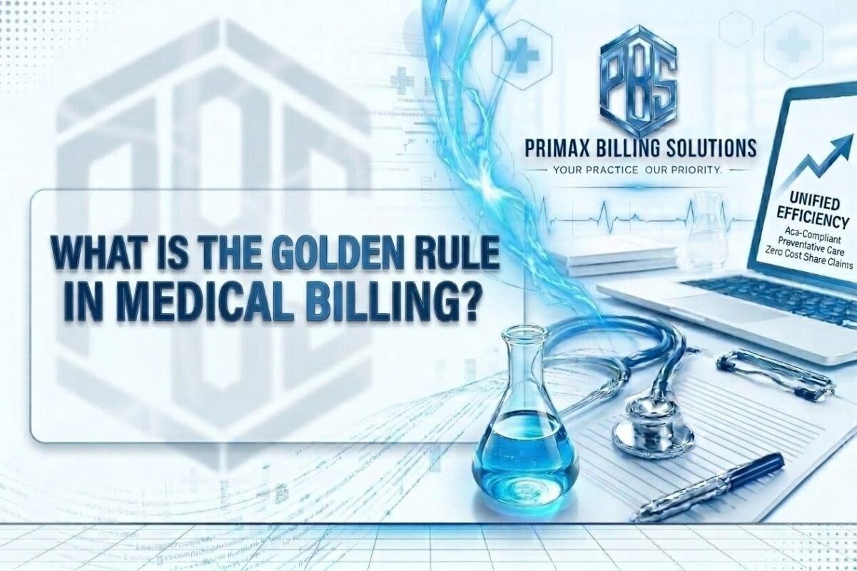 A professional managing medical billing documentation in a clinical office setting