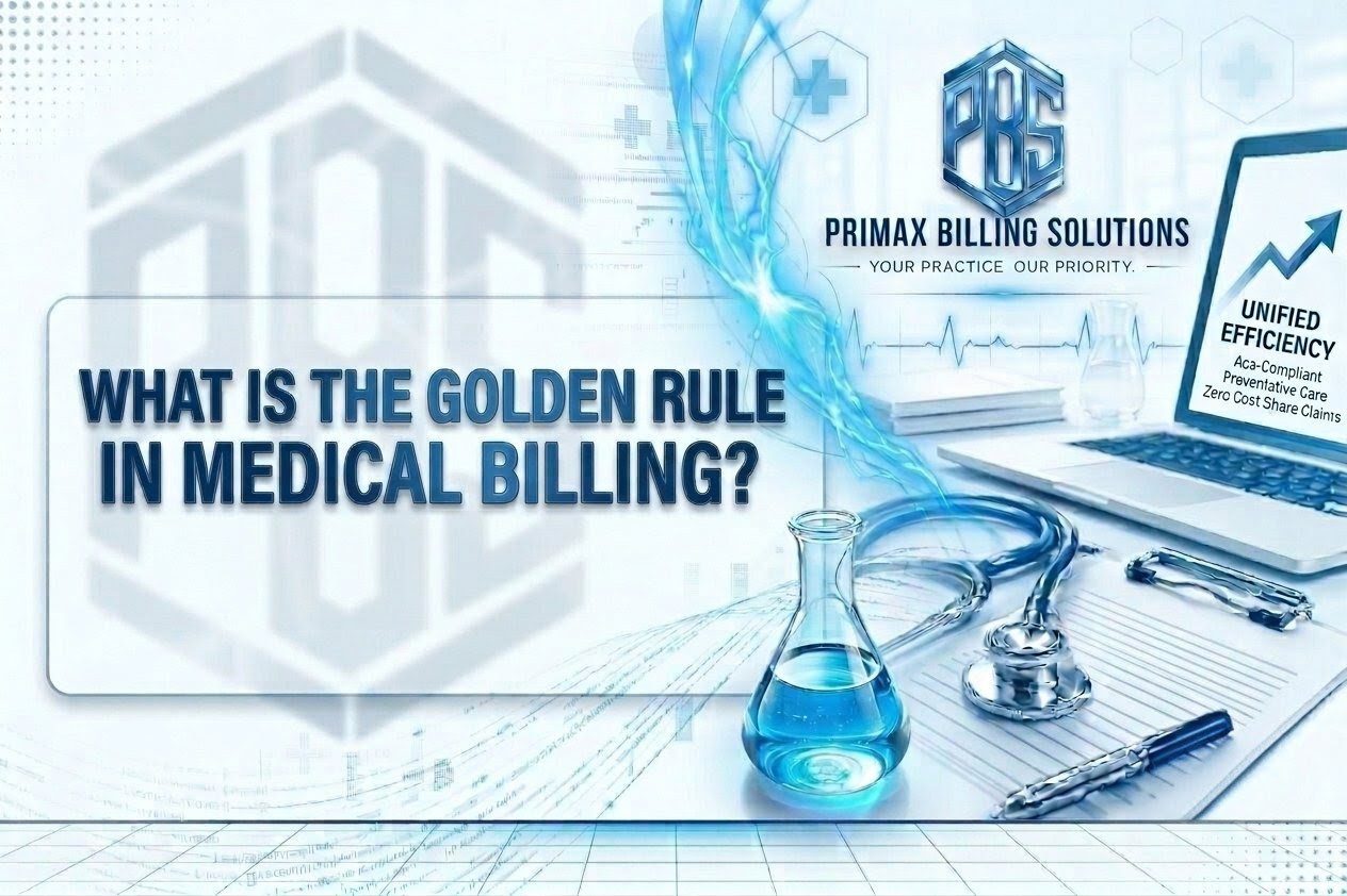 A professional managing medical billing documentation in a clinical office setting